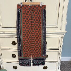 Orange, Navy and Green Patterned Drawstring Chinos